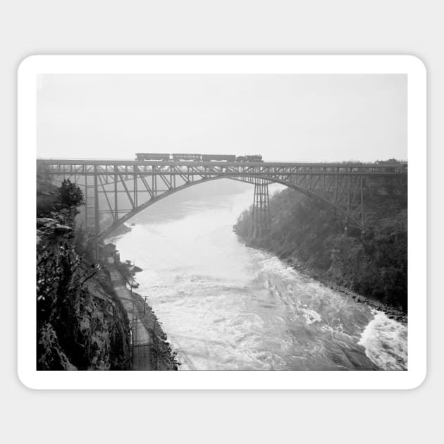 Train Over Niagara River, 1910. Vintage Photo Sticker by historyphoto